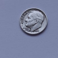 10 центов (дайм Франклина Рузвельта) США 1961 года. Серебро 900. 54