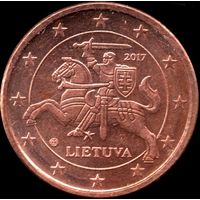 Литва 1 евроцент 2017 г. КМ#205 (17-28)