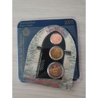 Сан Марино набор 2 евро, 20 центов, 2 цента 2005 года, Блистер!