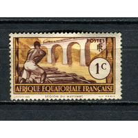 Французская Экваториальная Африка - 1937 - Железная дорога 1С - (есть тонкое место) - [Mi.27] - 1 марка. MH.  (Лот 89EG)-T2P13
