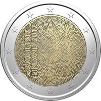 2 Евро Финляндия 2017 100 лет независимости Финляндии UNC из ролла