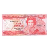 Восточные Карибы 1 доллар образца 1988 года. Тип Р 21а. Буква А (Антигуа и Барбуда). Состояние UNC!