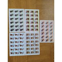 Корея листы марок 1991 г. Фауна. Лошади.