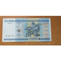 1000 рублей РБ 2000 года, интересный номер 8877777
