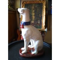 Старинная фигура Сидящая собака, Европа, керамика (теракота) + глазурь, большая 35.5 см.