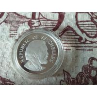 Серебро 0.925! 28,28 грамм! Сейшелы 25 рупий, 1977 25 лет правлению Королевы Елизаветы II в капсуле