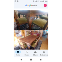 Большой раскладной стол и комплект антик стульев