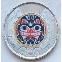Канада 2 доллара 2020 г. 100 лет со дня рождения Билла Рида. Цветное покрытие