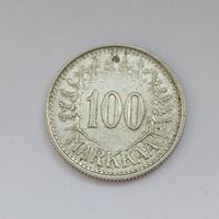 100 марок Финляндия 1956 года. Серебро 500. Монета не чищена. 56