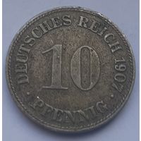Германия 10 пфеннигов, 1907 Отметка монетного двора: "D" - Мюнхен