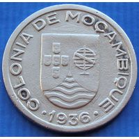 Мозамбик. 50 сентаво 1936 года  KM#65  Тираж: 2.500.000 шт  Один год чекана!!!