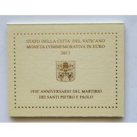 Ватикан 2 евро, 2017 1950 лет мученичеству Святого Петра и Святого Павла  буклет