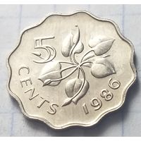 Эсватини (Свазиленд) 5 центов, 1986      ( 11-4-1 )
