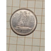 Канада 10 цент 1991 года .
