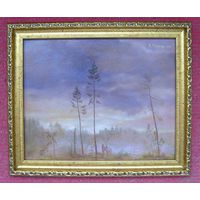 Картина: "Лесной Приют". Автор картины - Мельник К. Год создания - 2001. Техника - ДВП, масло, продается в раме. Формат  - 23.5 x 29 см.