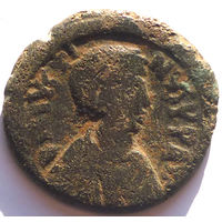 ВИЗАНТИЯ. ЮСТИН I (518-527 г.) КОНСТАНТИНОПОЛЬ. АЕ ФОЛЛИС.