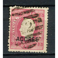 Португальские колонии - Азорские острова - 1871/1875 - Надпечатка ACORES на марках Португалии. Король Луиш I 25R - [Mi.19 III A] - 1 марка. Гашеная.  (Лот 47AQ)