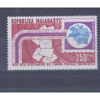 [93] Мадагаскар 1974. 100-летие Всемирного Почтового Союза. Одиночный выпуск. MNH. Кат.4,6 е.