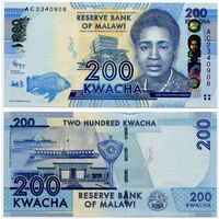 Малави. 200 квача (образца 2012 года, P60a, UNC)