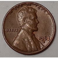 США 1 цент, 1963 Lincoln Cent Отметка монетного двора: "D" - Денвер (10-2-33)
