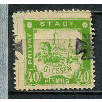 Германия - Гисен - Местные марки - 1888 - Замок 40Pf с надпечаткой креста - (есть тонкое место) - [Mi.33] - 1 марка. Чистая без клея.  (Лот 95CQ)