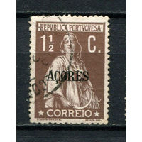 Португальские колонии - Азорские острова - 1912/1919 - Надпечатка ACORES на марках Португалии. Жница 1 1/2С - [Mi.154y A] - 1 марка. Гашеная.  (Лот 58AQ)