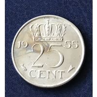 Нидерланды 25 центов 1955