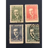 Албания 1925 год Стандарт Известные люди Президент Ахмед Зогу Серия 4 марки Mi:135A,139A Гашеные Mi:136A,138A Чистые