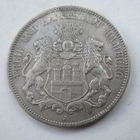Гамбург 5 марок 1908 ,серебро  .34-449