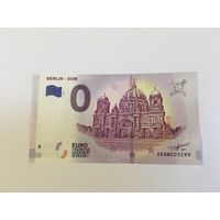 Ноль евро сувенирная банкота берлинский собор  2019 год