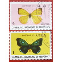 Куба. Бабочки. ( 2 марки ) 1974 года. 10-5.