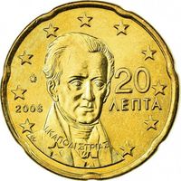 20 евроцентов 2008 Греция UNC из ролла