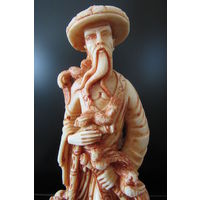 Статуэтка Высокий Китаец Мудрец Винтаж Коллекция 24см Клеймо Инициалы Подарок Сувенир