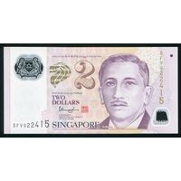 Сингапур 2 доллара 2015 г. P46g. Полимер. UNC