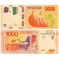 Аргентина. 1000 песо (образца 2017 года, выпуск 2022,  P366, серия IA, UNC)