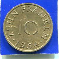 Саар , Саарланд 10 франков 1954