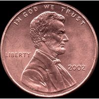 США 1 цент 2002 г. КМ#201b (3-2)