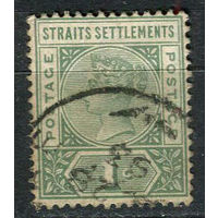 Британские колонии - Стрейтс-Сетлментс - 1892/1899 - Королева Виктория 1С - [Mi.64] - 1 марка. Гашеная.  (Лот 49EV)-T25P1