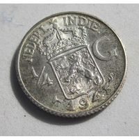 Голландская Ост-Индия 1/4 гульдена 1945 серебро .25-21