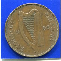 Ирландия 1 пенни 1933 , нечастый год
