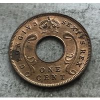 Британская Восточная Африка 1 цент 1957 (Н - Хитон) - остатки штемпельного блеска!