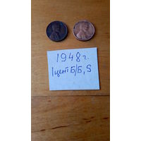 1 цент США 1948 год Б/Б,S