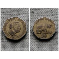 Танзания 50 шиллингов 1996/фауна/ Носорог/Sx