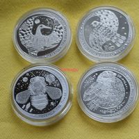 Комплект 4 монеты,легенды о бусле(аист),зязюле(кукушка),о снегире,о пчеле,1рубль.
