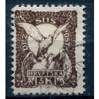 Королевство СХС, Хорватия - 1919г. - птицы, 5 Kr - 1 марка - гашёная. Без МЦ!