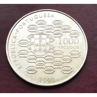 Серебро 0.500! Португалия 1000 эскудо, 1997 200 лет Государственному кредитованию