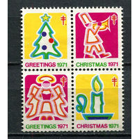 США - 1971 - Рождество и Новый год - кварт - 4 виньетки. Чистая без клея.  (LOT EB14)-T10P34
