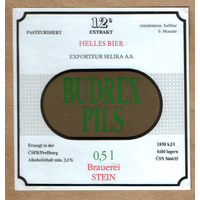 Этикетка пива Budrex Pils Чехия Ф559