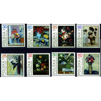 Польша 1989 (Mi 3237-3244) Цветы в живописи (2) ЧБН