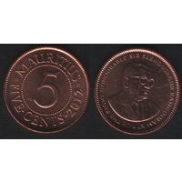 Маврикий km52 5 центов 2012 год (f(1